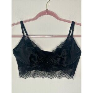 Victoria’s Secret Black Satin Lace Bralette Cami Top NWT Size L
